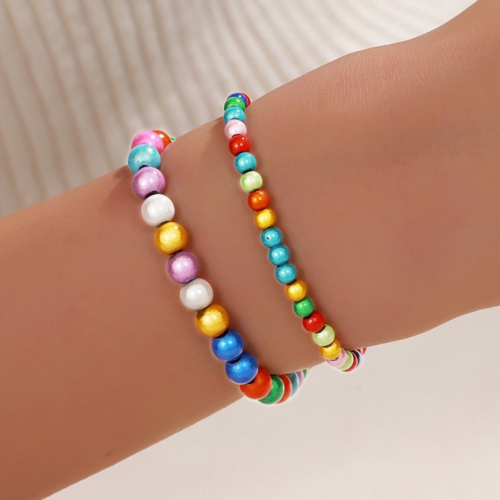 Bohemian-Style Colorful Bead Bracelet Set for Daily Wear